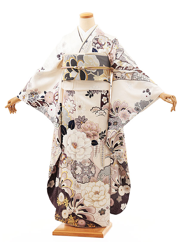 【 振袖 レンタル】振袖レンタル1443　白地 八重椿 花づくし|☆新品足袋プレゼント☆|振袖レンタル| 振袖|レンタル 振袖|正絹|振袖 セット|振袖フルセット| レンタル|rental|貸衣装|