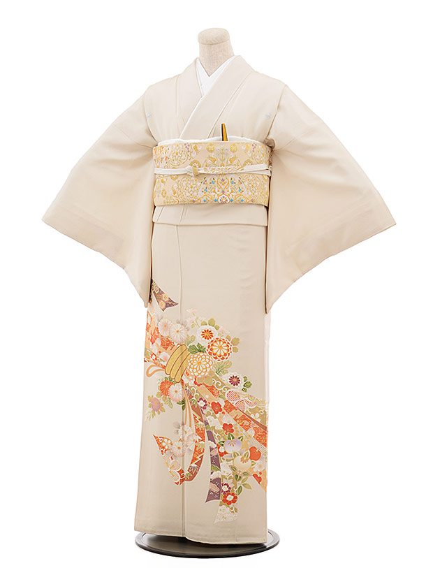 楽天市場】レンタル 五つ紋 色留袖 正絹 おすすめ 706 クリーム色 雪輪