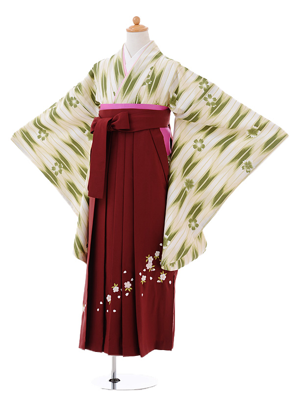 楽天市場】小学生 卒業式 袴レンタル 女の子 9693 グリーン矢柄×エンジ