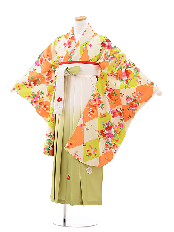 楽天市場 レンタル 卒業式袴セット 小学生 小学生卒業式袴レンタル 女の子 9750 クリーム地ダイヤ花 クリームぼかし袴 袴レンタル小学校卒業式 卒業式袴セット小学生 小学校卒業式 袴セット 小学生卒業式袴女の子 往復送料無料 新品足袋プレゼント 京都