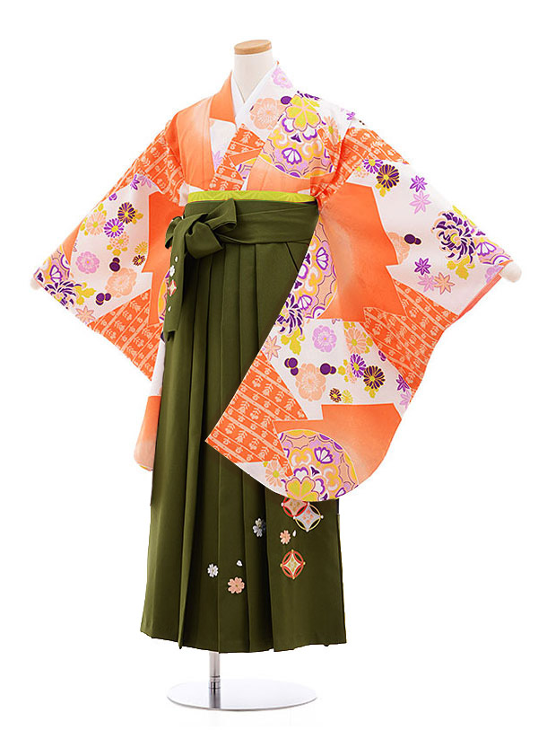 卒業式　袴　４点セット　小学生　オレンジ　黄色　紺 145~150cm 前撮り 卒業式 袴 4点セット 小学生 オレンジ 黄色 紺 145~150cm 前撮り