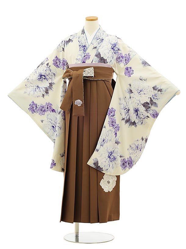 卒業式 袴セット 小学生 ジュニア袴 レンタル 小学生卒業式袴女児 Z185 JAPANSTYLEスモークブルー芍薬xブラウン袴 袴レンタル ブランド 卒業式 袴セット 卒業袴 小学校の卒業式 十三参り 女児 12歳 12才 ジュニア 新品足袋プレゼント 往復送料無料