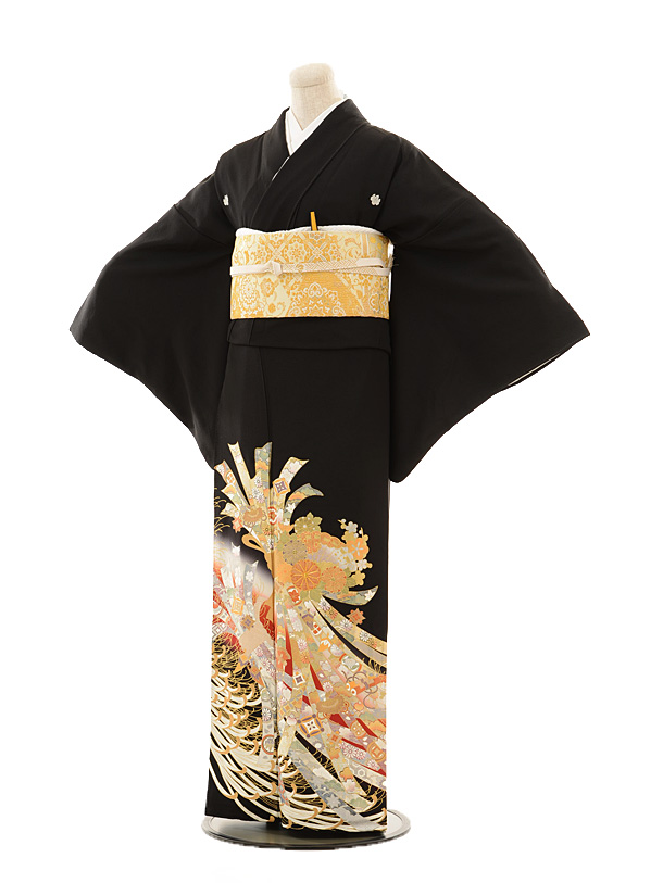 絽　黒留袖　留袖　夏物　夏着物　鶴　扇  絽着物 楽天市場】【レンタル】夏用 着物 絽 留袖 フルセット （TS-001