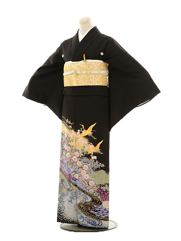 留袖レンタル〔黒留袖レンタル〕レンタル留袖E115 流水花に鶴〔往復送料無料〕〔黒留袖/着物レンタル〕〔女性和服〕〔留袖〕〔とめそでトメソデ〕留袖レンタル留袖レンタルfy16REN07【レンタル】｜京都かしいしょう 9,344円