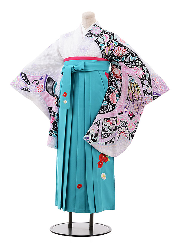 卒業式 袴 レンタル 女 女性 レンタル 卒業袴レンタル h203 白地 絞り×ターコイズ袴卒業式袴セット 着物 レンタル 二尺袖 着物 袴 フルセット 女性 大人 大学生 専門学生 卒業式 謝恩会 新品足袋プレゼント 往復送料無料【レンタル】