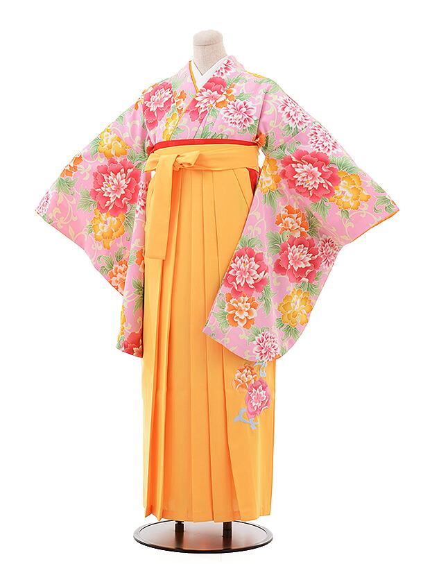 卒業式 袴 レンタル 女 女性 レンタル 卒業袴レンタル h218 ピンク地 ぼたん×黄色袴 卒業式袴セット 着物 レンタル 二尺袖 着物 袴 フルセット 女性 大人 大学生 専門学生 卒業式 謝恩会 新品足袋プレゼント 往復送料無料【レンタル】