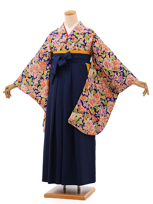 卒業式 袴 レンタル 女 女性 レンタル 卒業袴レンタル h701 モダンアンテナパープル花×馬乗り袴 ブランド 卒業式袴セット 着物 レンタル 二尺袖 着物 袴 フルセット 女性 大人 大学生 専門学生 卒業式 謝恩会 新品足袋プレゼント 往復送料無料【レンタル】
