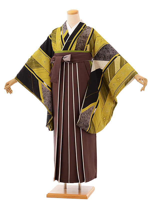 着物セット 手数料安い H765 女袴レンタル 女性 モダン レトロ 女 レンタル 袴 卒業式 オリーブグリーン 閃光 Xブラウンアイボリー袴 往復送料無料 レンタル 新品足袋プレゼント 謝恩会 卒業式 専門学生 大学生 大人 レディース 女性 フルセット 袴 着物 二尺袖