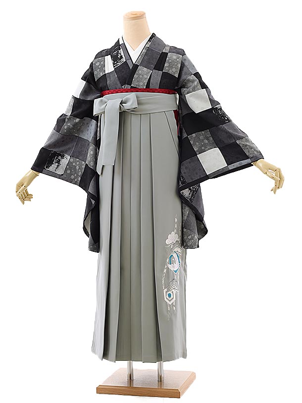卒業式 袴 レンタル 女 女性 レンタル 卒業袴レンタル h845 Modern Antena モノトーン×グレー袴 卒業式袴セット ブランド 着物 レンタル 二尺袖 着物 袴 フルセット 女性 大人 大学生 専門学生 卒業式 謝恩会 新品足袋プレゼント 往復送料無料【レンタル】