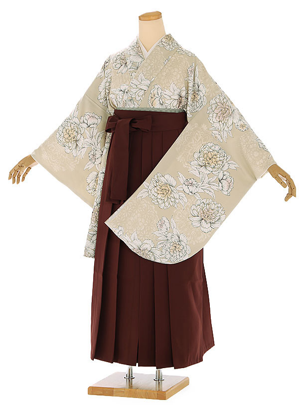 卒業式 袴 レンタル 女 女性 レンタル 卒業袴レンタル h1409 ベージュ花×エンジ 着物 レンタル 二尺袖 着物 袴 フルセット 女性 大人 大学生 専門学生 卒業式 謝恩会 新品足袋プレゼント 往復送料無料【レンタル】