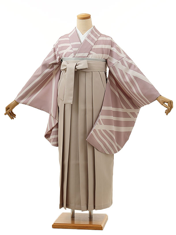 卒業式 袴 レンタル 女 女性 レンタル 卒業袴レンタル h1528ラベンダー変わり縞xベージュ 着物 レンタル 二尺袖 着物 袴 フルセット 女性 大人 大学生 専門学生 卒業式 謝恩会 新品足袋プレゼント 往復送料無料【レンタル】