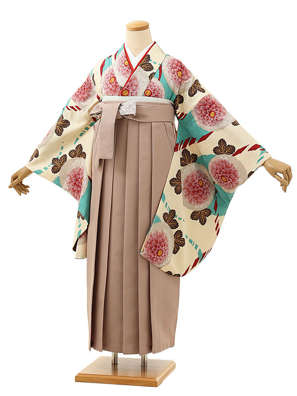 卒業式 袴 レンタル 女 女性 レンタル 卒業袴レンタル h1693　クリームブルー菊×ペールピンク 着物 レンタル 二尺袖 着物 袴 フルセット 女性 大人 大学生 専門学生 卒業式 謝恩会 新品足袋プレゼント 往復送料無料【レンタル】