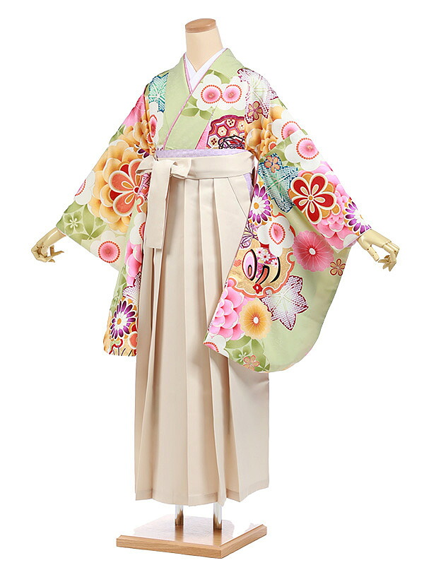 卒業式 袴 レンタル 女 女性 レンタル 卒業袴レンタル h957 うすグリーン雪輪小槌に花×アイボリー袴 卒業式袴セット 着物 二尺袖 着物 袴 フルセット 女性 大人 大学生 専門学生 卒業式 謝恩会 新品足袋プレゼント 往復送料無料【レンタル】