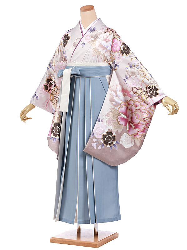 卒業式 袴 レンタル 女 女性 レンタル 卒業袴レンタル h978 薄グレージュ牡丹×ペールブルー袴 卒業式袴セット 着物 二尺袖 着物 袴 フルセット 女性 大人 大学生 専門学生 卒業式 謝恩会 新品足袋プレゼント 往復送料無料【レンタル】