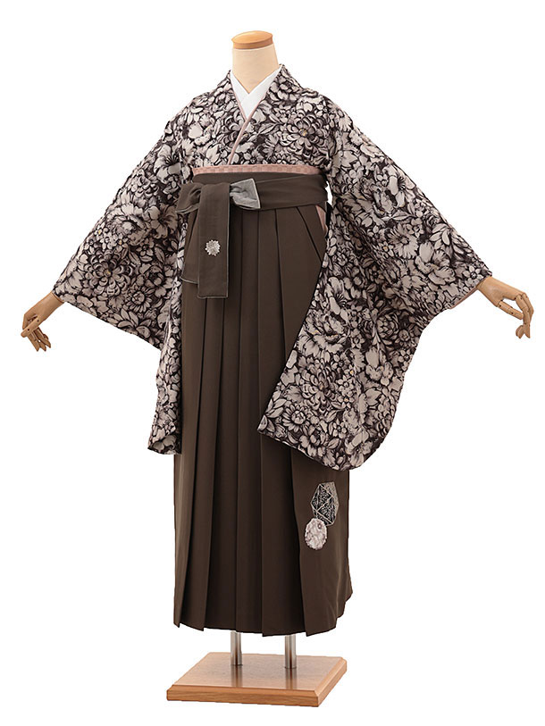 卒業式 袴 レンタル 女 女性 レンタル 卒業袴レンタル 1806 JAPANSTYLE ｳﾞｨﾝﾃｰｼﾞ花(ｾﾋﾟｱ)×緑 着物 レンタル 二尺袖 着物 袴 フルセット 女性 大人 大学生 専門学生 卒業式 謝恩会 新品足袋プレゼント 往復送料無料【レンタル】 18,600円