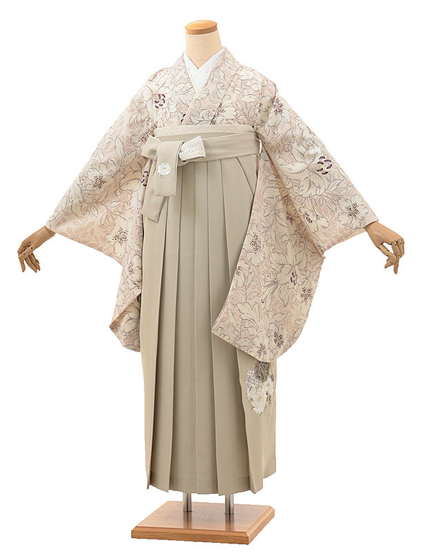 卒業式 袴 レンタル 女 女性 レンタル 卒業袴レンタル h1835　紅一点　ゆり(ﾍﾟｰﾙﾋﾟﾝｸ)×野バラ刺繍(ﾍﾞｰｼﾞｭ) ブランド 着物 レンタル 二尺袖 着物 袴 フルセット 女性 大人 大学生 専門学生 卒業式 謝恩会 新品足袋プレゼント 往復送料無料【レンタル】
