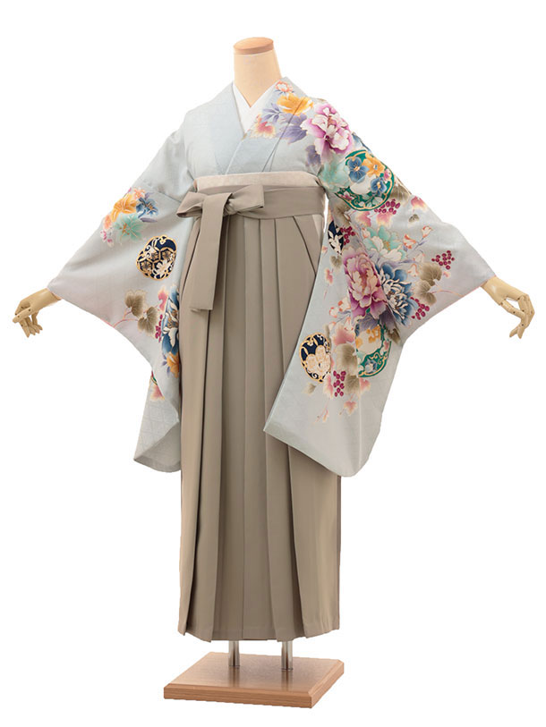 卒業式 袴 レンタル 女 女性 レンタル 卒業袴レンタル h1923 ペールブルー花×ベージュ 着物 レンタル 二尺袖 着物 袴 フルセット 女性 大人 大学生 専門学生 卒業式 謝恩会 新品足袋プレゼント 往復送料無料【レンタル】
