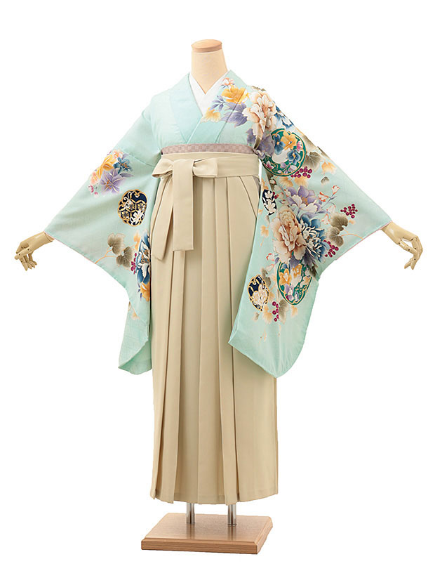 【未使用】アリサナ　袴フルセット6点　120cm アイボリー 卒業式袴レンタル1186 JAPANSTYLEオフホワイト鞠に薔薇x