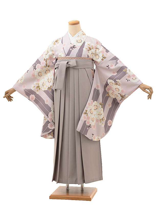 【しましま(即購入OK)】ベビー袴 リボンクラウンセット サクラ×生成り レンタル着物BB4008×袴CLI930 | 【京都さがの館】卒業式袴レンタル