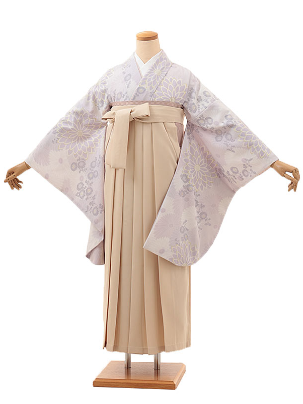 卒業式 袴 レンタル 女 女性 レンタル 卒業袴レンタル hV169　薄ラベンダー 花×アイボリー 着物 レンタル 二尺袖 着物 袴 フルセット 女性 大人 大学生 専門学生 卒業式 謝恩会 新品足袋プレゼント 往復送料無料【レンタル】