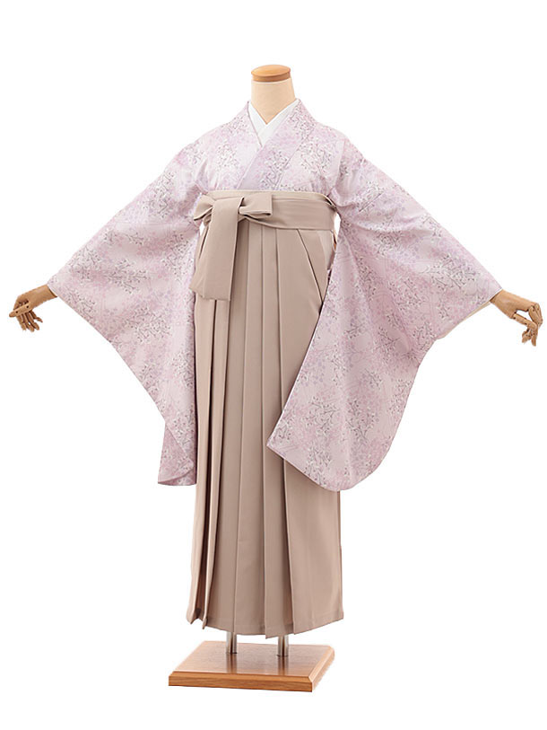卒業式 袴 レンタル 女 女性 レンタル 卒業袴レンタル V341　薄パープル かすみ草×ベージュ 着物 レンタル 二尺袖 着物 袴 フルセット 女性 大人 大学生 専門学生 卒業式 謝恩会 新品足袋プレゼント 往復送料無料【レンタル】