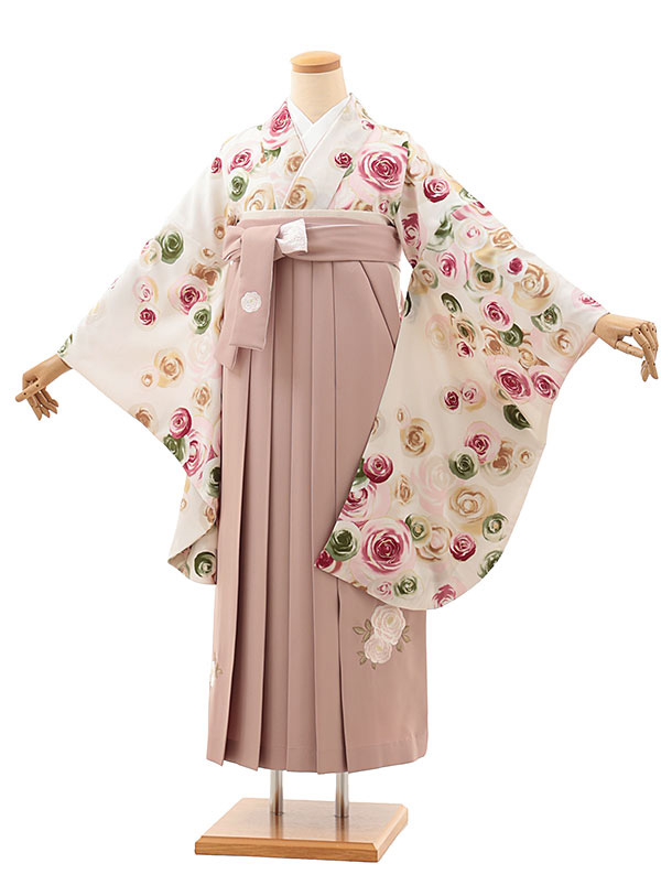 卒業式 袴 レンタル 女 女性 レンタル 卒業袴レンタル V617　紅一点 淡ピンク薔薇×モーヴピンク 着物 レンタル 二尺袖 着物 袴 フルセット 女性 大人 大学生 専門学生 卒業式 謝恩会 新品足袋プレゼント 往復送料無料【レンタル】