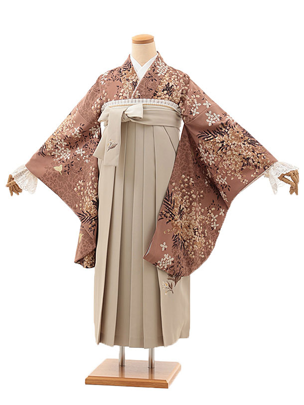 卒業袴レンタル 卒業式袴T004SUGARKEI【レース】ピンクベージュミモザ×エクリュベージュ 卒業式 袴 レンタル 女性 二尺袖 着物 フルセット 大人 大学生 専門学生 謝恩会 新品足袋プレゼント 往復送料無料【レンタル】 17,856円