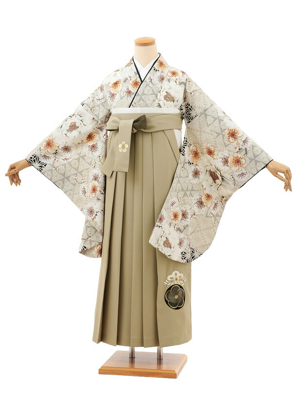 卒業袴レンタル 卒業袴T175 JAPAN STYLE ベージュ牡丹 八重桜×ベージュ 卒業式 袴 レンタル 女性 二尺袖 着物 フルセット 大人 大学生 専門学生 謝恩会 新品足袋プレゼント 往復送料無料【レンタル】 21,158円