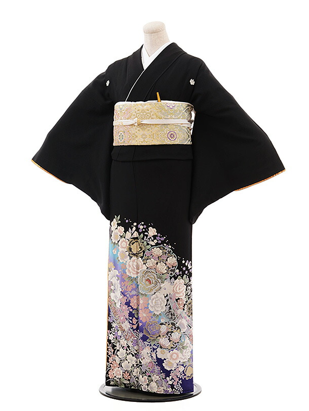 ■逸品■黒振袖■山本寛斎ブランド■牡丹松竹■正絹振袖フルセット■成人式■振袖一式 正絹 留袖 レンタル 5紋 120025 山本寛斎 赤茶系 孔雀 刺繍