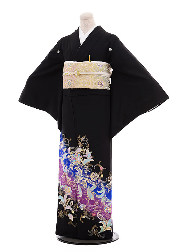 ☆☆ himawari☆☆留袖　黒留袖　正絹　京友禅　胡蝶蘭 himawari様専用留袖 黒留袖 正絹 京友禅 胡蝶蘭 - メルカリ