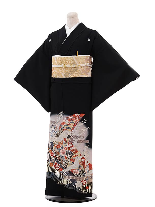単衣 単衣 結婚式 レンタル ひとえ 留袖 黒留袖 145cm 155cm位 黒留袖レンタル 着物レンタル 結婚式 貸衣裳 女性和服 留袖 波に鶴花 夏 16点フルセット 留袖レンタル レンタル 単衣 C5349 結婚式 黒留袖レンタル 新品足袋プレゼント母親 親族 女性和服 留袖 留め袖