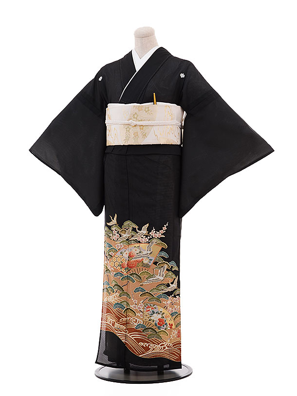 絽 ろ 留袖レンタル 黒留袖レンタル レンタル留袖 夏留袖 6095 松に鶴 黒留袖レンタル 結婚式 母親 親族 女性和服 留袖 留め袖 着物レンタル 絽 7月 8月 夏用 留袖 貸衣装 セット チャペル 16点フルセット 親族 列席 新品足袋プレゼント 往復送料無料 【レンタル】
