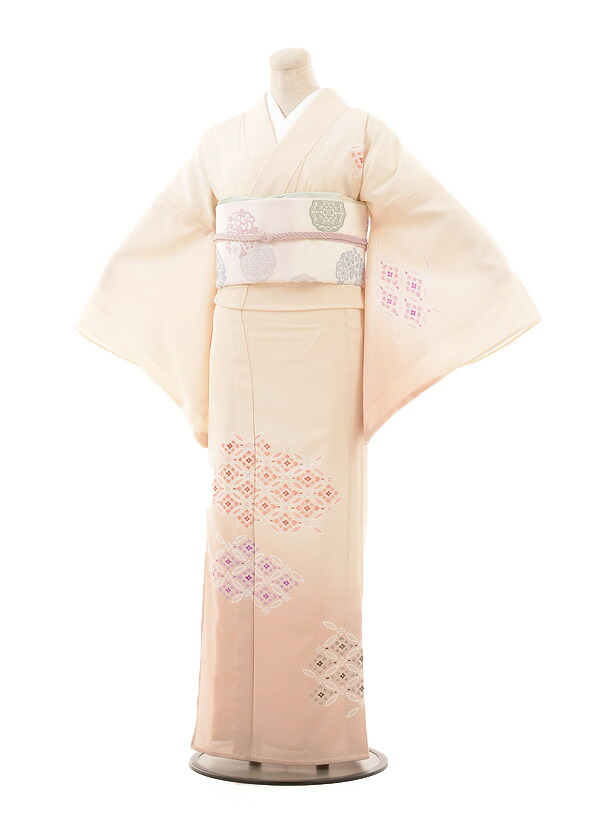 訪問着 夏用 フルセットレンタル 絽訪問着 フルレンタルt584 薄ベージュぼかし七宝 貸衣装 新品足袋プレゼント 夏 着物 夏訪問着 往復送料無料 女性和服 貸衣装 夏物(10P03Dec16)【レンタル】|京都かしいしょう