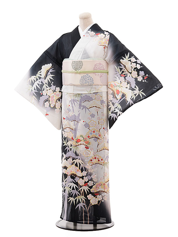 訪問着 レンタル モダン 夏用 t738 絽 黒白ぼかし 松竹梅 お宮参りフルセットレンタル 絽訪問着 サマー 夏 着物 155cm～165cm位 女性和服 貸衣装 夏物 母 付下げ 訪問着レンタル 結婚式 お宮参り お茶会 rental 往復送料無料 新品足袋プレゼント お母さん 大人 【レンタル】 11,248円