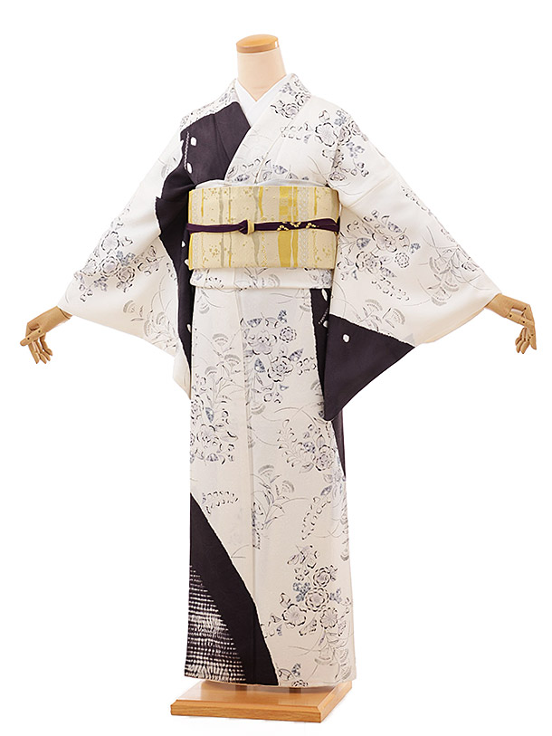 訪問着レンタル 802 松本啓一 幻想辻が花 白x紫 正絹 新品足袋プレゼント 入学式 結婚式 お宮参り 七五三 お茶会 付下げ 往復送料無料 貸衣装【レンタル】