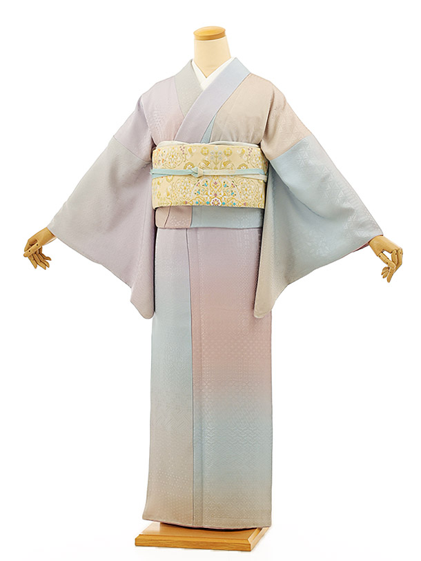 訪問着レンタルt935 三十三襲ね 吉祥百寿文 パープルぼかし 正絹 新品足袋プレゼント 訪問着 レンタル　入学式 結婚式 お宮参り 衣装 着物 レンタル 付下げ 訪問着 レンタル 訪問着 往復送料無料 訪問着 セット 貸衣装 【レンタル】