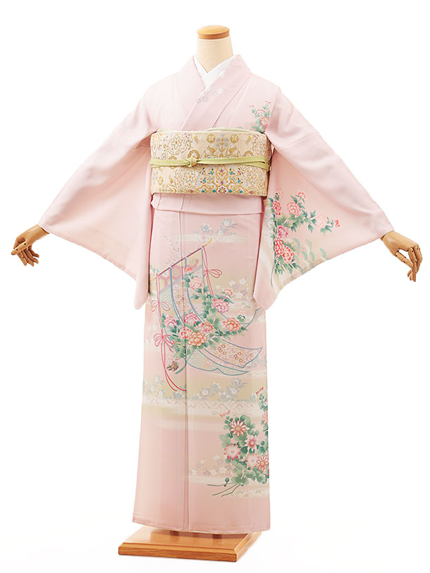訪問着レンタル t1163 ピンク几帳彩花(化繊) 新品足袋プレゼント 入学式 結婚式 お宮参り 七五三 お茶会 付下げ 往復送料無料 貸衣装【レンタル】