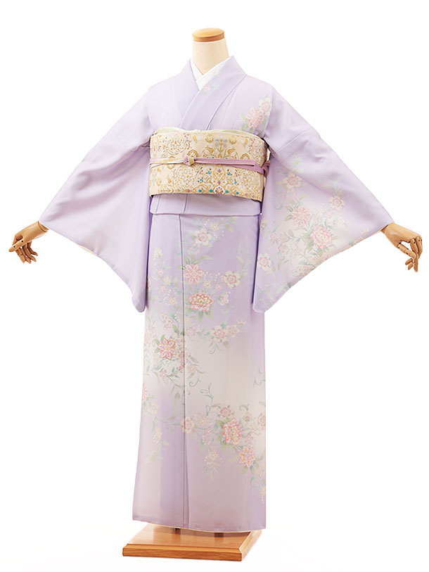 訪問着レンタル t1174 薄紫風雅更紗(化繊) 新品足袋プレゼント 入学式 結婚式 お宮参り 七五三 お茶会 付下げ 往復送料無料 貸衣装【レンタル】