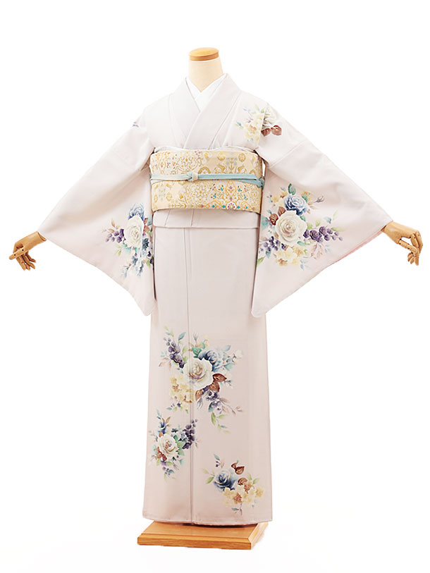 訪問着レンタル t1231 ペールパープル ブーケ(化繊) 新品足袋プレゼント 入学式 結婚式 お宮参り 七五三 お茶会 付下げ 往復送料無料 貸衣装【レンタル】 7,546円