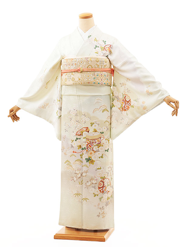 訪問着レンタル t1325 うすヒワ色 貝桶に四季花〔トールサイズ〕 正絹 新品足袋プレゼント 入学式 結婚式 お宮参り 七五三 お茶会 付下げ 往復送料無料 貸衣装【レンタル】
