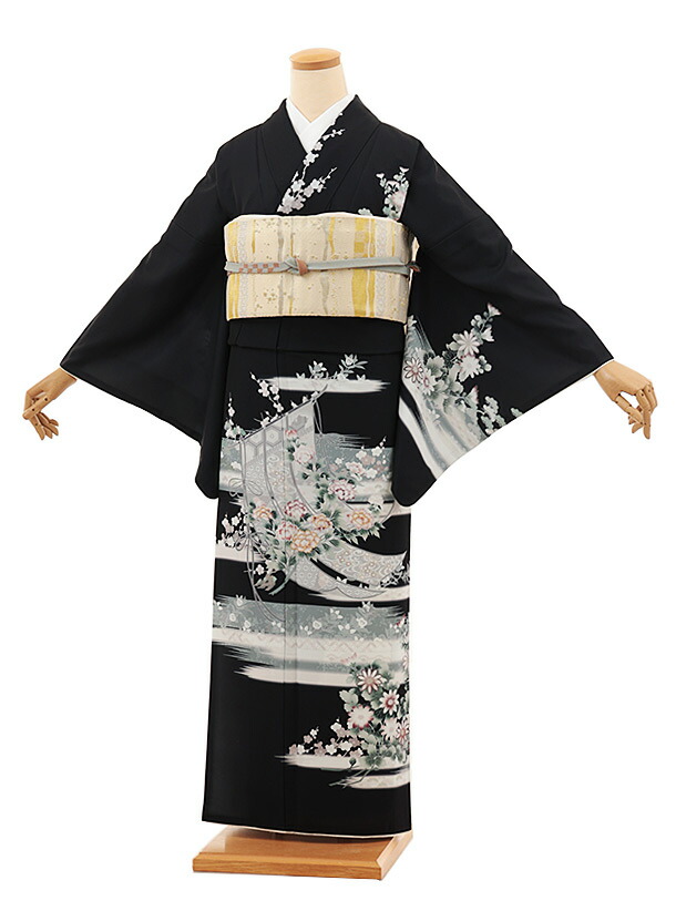 訪問着レンタル t1394 式部浪漫 黒 几帳彩花(化繊) 新品足袋プレゼント 入学式 結婚式 お宮参り 七五三 お茶会 付下げ 往復送料無料 貸衣装【レンタル】｜京都かしいしょう 11,544円
