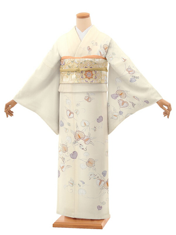 訪問着レンタル t1417 クリーム地 桐葵 宝尽くし(化繊) 新品足袋プレゼント 入学式 結婚式 お宮参り 七五三 お茶会 付下げ 往復送料無料 貸衣装【レンタル】