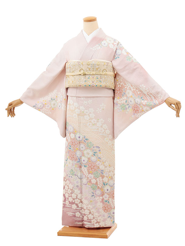 訪問着レンタル t1432 桂由美 ピンクぼかし 辻が花調 正絹 新品足袋プレゼント 入学式 結婚式 お宮参り 七五三 お茶会 付下げ 往復送料無料 貸衣装【レンタル】