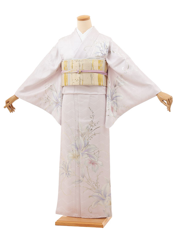 訪問着レンタル t1465 薄紫地 金銀彩 百合 正絹 新品足袋プレゼント 入学式 結婚式 お宮参り 七五三 お茶会 付下げ 往復送料無料 貸衣装【レンタル】