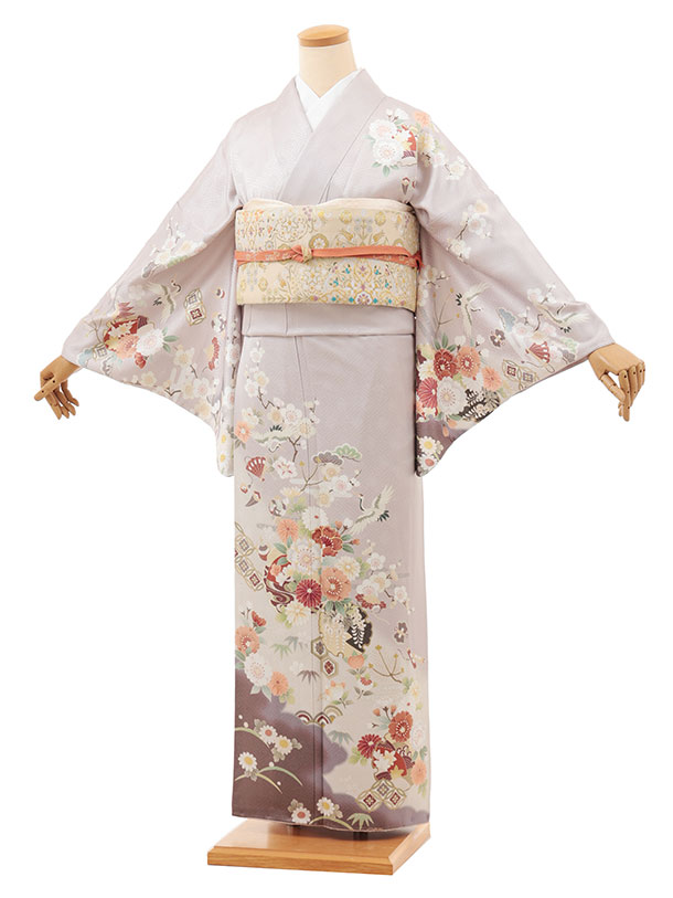 訪問着レンタル tt1478 薄パープル 吉祥文様に花(トールサイズ) 正絹 新品足袋プレゼント 入学式 結婚式 お宮参り 七五三 お茶会 付下げ 往復送料無料 貸衣装【レンタル】