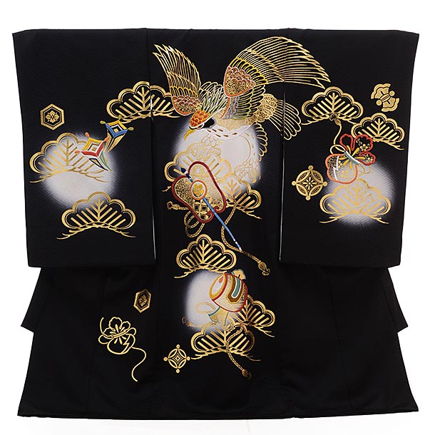 お宮参り　男児　着物　黒地 Kisste お宮参り 着物 男の子 服装 赤ちゃん 産着 掛け着 祝い着