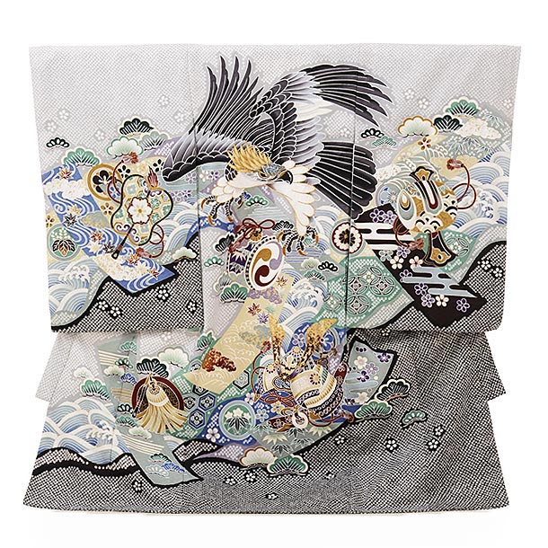 お宮参り　産着 楽天市場】お宮参り 産着 レンタル 男の子 1619 乙葉 ベージュ