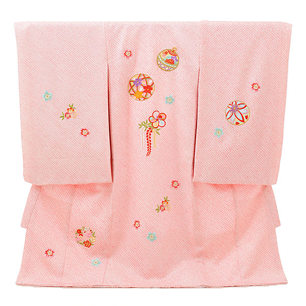お宮参り 産着 レンタル 高級産着 女の子 1593 ピンク絞り 鞠刺繍 正絹 着物 女児産着レンタル 着物レンタル 記念撮影 赤ちゃん着物 祝着レンタル 宮参り 祝着 初着 女の子 ベビー服 初着セット 往復送料無料