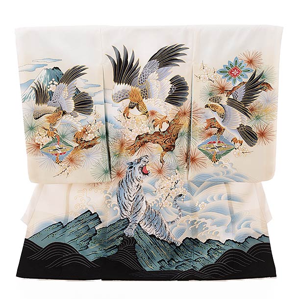 お宮参り 産着 レンタル 男の子 1771 白地 波に松鷹虎 正絹 産着 男児産着レンタル 着物 レンタル 記念撮影 赤ちゃん 着物 祝着レンタル お宮参り 宮参り 祝着 産着 初着 産着 男の子 ベビー服 初着セット 往復送料無料 レンタル Andapt Com