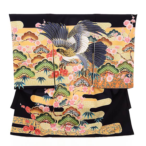 お宮参り 産着 レンタル 男の子 1840 黒地 霞に松竹梅鷹 着物 産着 男児産着レンタル 着物 レンタル 記念撮影 赤ちゃん 着物 祝着レンタル お宮参り 宮参り 祝着 産着 初着 産着 男の子 ベビー服 初着セット 往復送料無料 レンタル Andapt Com